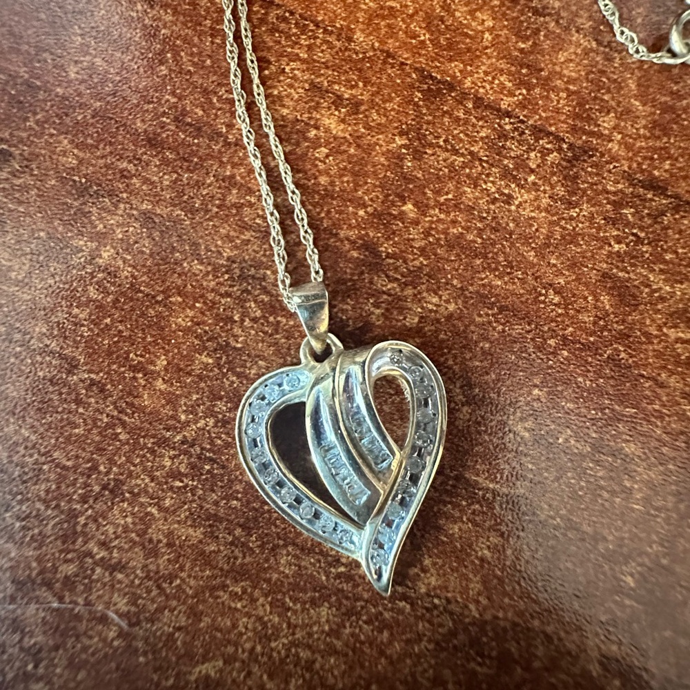 Gold & Cubic Zirconia Heart Shaped Necklace